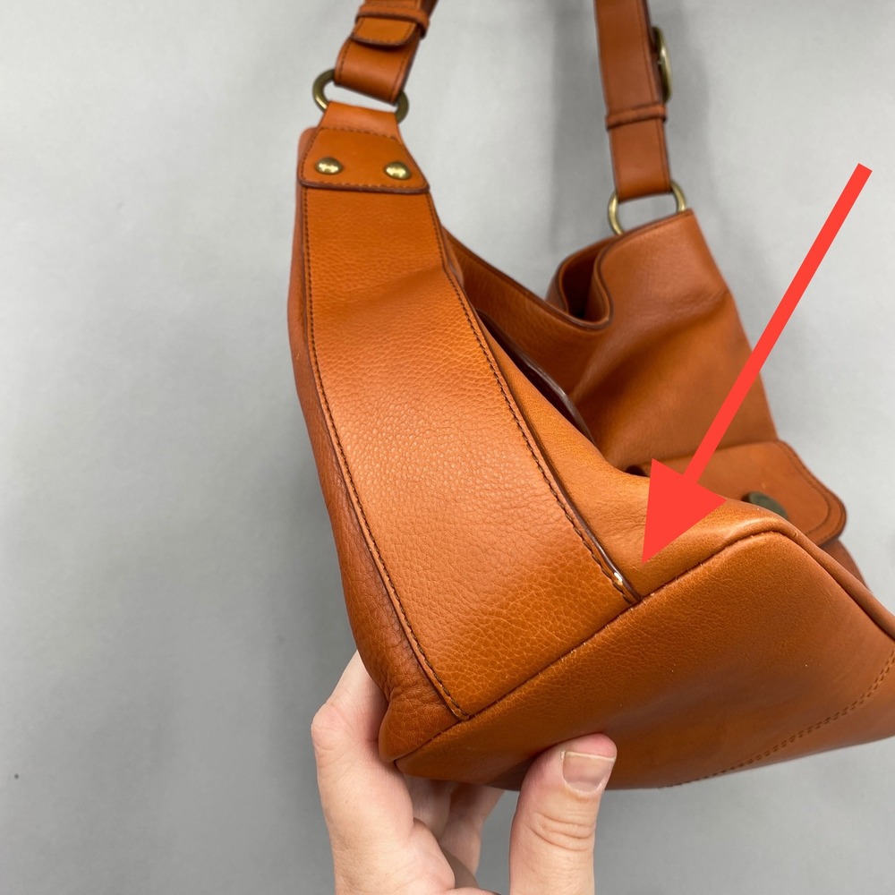 Etienne Aigner Leather Shoulder Bag Large Cognac Orange Brown Hobo Pocket Purse - Picture 8 of 16